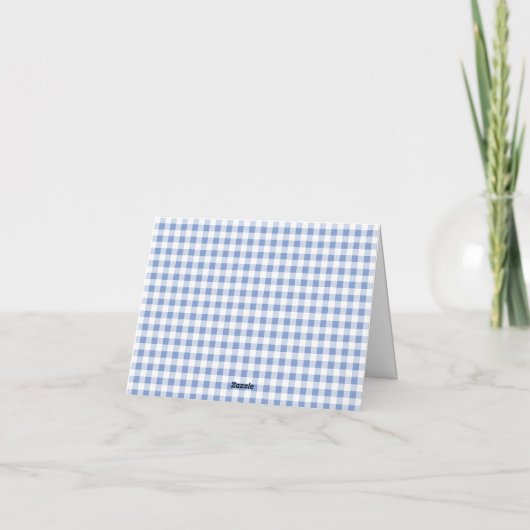Periwinkle Blue Gingham Three Letter Monogram Note Dankeskarte (Rückseite)