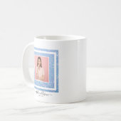Periwinkle Blue Glitzer Foto & QR Code Kaffee Tass Kaffeetasse (Vorderseite Links)