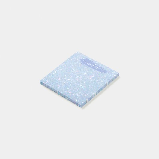 Periwinkle Blue Glitzer Glam Note Pad Post-it Klebezettel (angewinkelt)