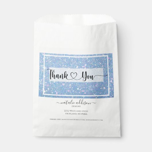 Periwinkle Blue Glitzer Vielen Dank, dass Sie eink Geschenktütchen (Vorderseite)