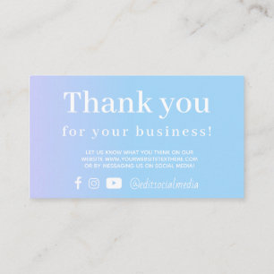 Periwinkle Blue Gradient Danke Business Card Begleitkarte
