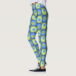 Periwinkle Blue Green dots Quadrate geometrisch Leggings