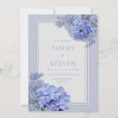 Periwinkle Blue Hydrangea Botanical Frame Wedding Einladung (Vorderseite)
