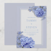 Periwinkle Blue Hydrangea Botanical Frame Wedding Einladung (Vorne/Hinten)