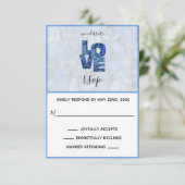 Periwinkle Blue Hydrangea Floral Wedding RSVP Kart Karte (Stehend Vorderseite)