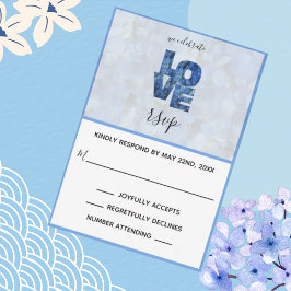 Periwinkle Blue Hydrangea Floral Wedding RSVP Kart Karte