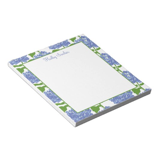 Periwinkle Blue Hydrangea Muster Notepad Notizblock (angewinkelt)