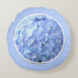 PERIWINKLE BLUE HYDRANGEA ROUND PILLOW RUNDES KISSEN