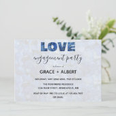 Periwinkle Blue Hydrangeas Engagement Party Einladung (Stehend Vorderseite)