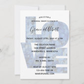 Periwinkle Blue Hydrangeas-LIEBE Probe Abendessen Einladung (Vorderseite)