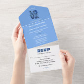 Periwinkle Blue Hydrangeas Wedding All In One Einladung (Abreißen)