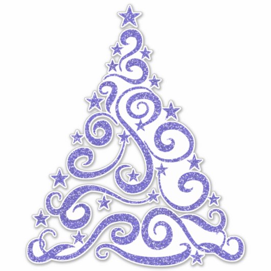 Periwinkle Blue | Imitate Glitzer Weihnachtsbaum Aufkleber (Vorderseite)