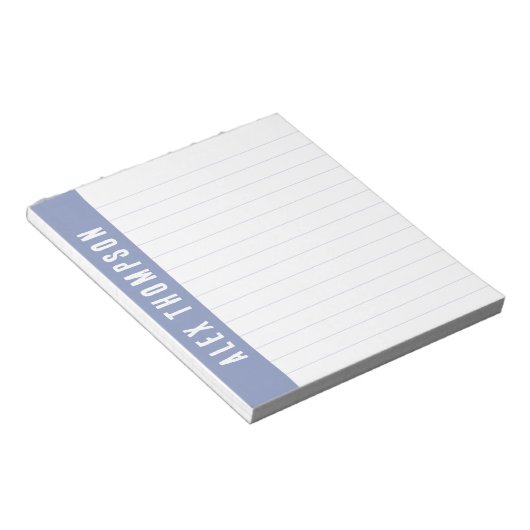 Periwinkle Blue Individuelle Name Lined Notizblock (angewinkelt)