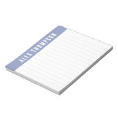 Periwinkle Blue Individuelle Name Lined Notizblock (Rotiert)