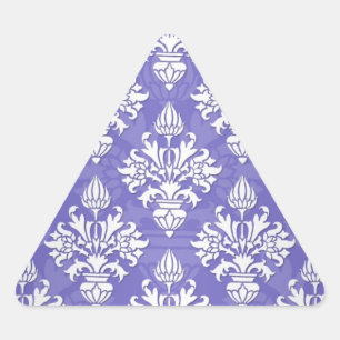 Periwinkle Blue Lila Artichoke Damask Muster Dreieckiger Aufkleber
