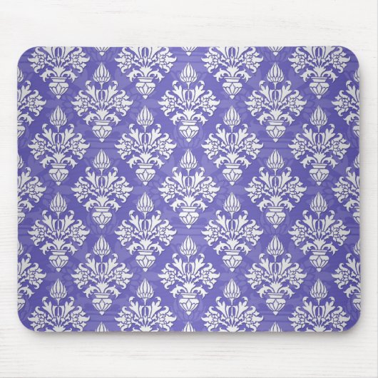 Periwinkle Blue Lila Artichoke Damask Muster Mousepad (Vorne)