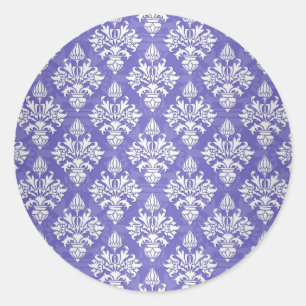 Periwinkle Blue Lila Artichoke Damask Muster Runder Aufkleber