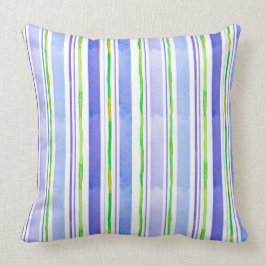 Periwinkle Blue Lime Green Watercolor Strip Kissen