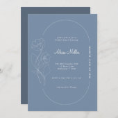 Periwinkle Blue Minimalistisch Blume Brautparty Einladung (Vorne/Hinten)