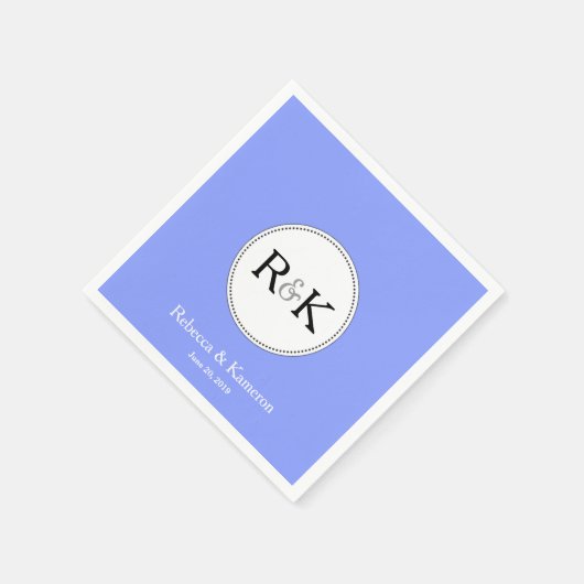 Periwinkle Blue Mit Monogramm Wedding Serviette (Ecke)