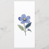 Periwinkle Blue Modern Floral Hochzeitessen Menükarte (Rückseite)