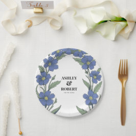 Periwinkle Blue Modern Floral Wedding Pappteller