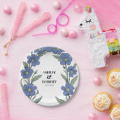 Periwinkle Blue Modern Floral Wedding Pappteller (Party)