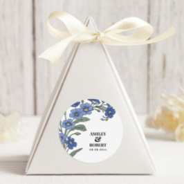 Periwinkle Blue Modern Floral Wedding Runder Aufkleber