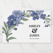 Periwinkle Blue Modern Floral Wedding Schaumweinetikett (Einzelnes Label)