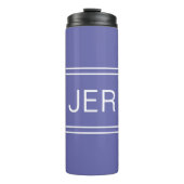 Periwinkle Blue Modern Mit Monogramm Initials Simp Thermosbecher (Vorderseite)