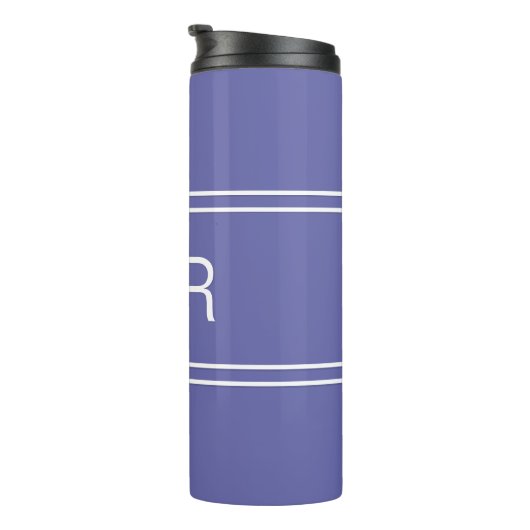 Periwinkle Blue Modern Mit Monogramm Initials Simp Thermosbecher (Nach rechts gedreht)