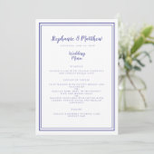 Periwinkle Blue Modern Simple Wedding Gerahmt Chic Menükarte (Stehend Vorderseite)
