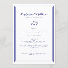 Periwinkle Blue Modern Simple Wedding Gerahmt Chic Menükarte
