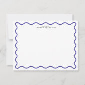 Periwinkle Blue Modern Wavy Border Note card Einladung (Vorderseite)