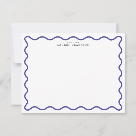 Periwinkle Blue Modern Wavy Border Note card Einladung (Vorderseite)