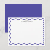 Periwinkle Blue Modern Wavy Border Note card Einladung (Vorne/Hinten)