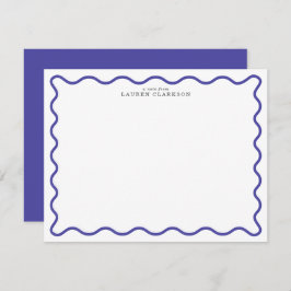 Periwinkle Blue Modern Wavy Border Note card Einladung