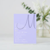 Periwinkle Blue Monogram Wedding Einladung (Stehend Vorderseite)