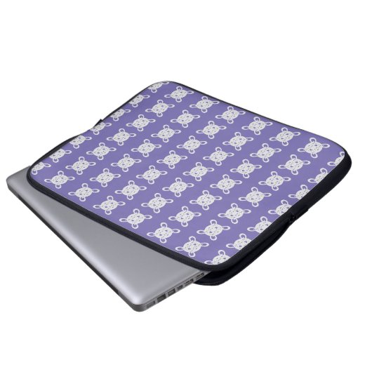 Periwinkle Blue & Silver Gray Circle Muster Laptopschutzhülle (Vorne Knopf)