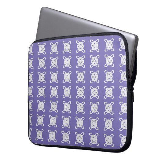 Periwinkle Blue & Silver Gray Circle Muster Laptopschutzhülle (Vorderseite Links)