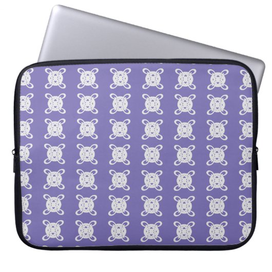 Periwinkle Blue & Silver Gray Circle Muster Laptopschutzhülle (Vorderseite)