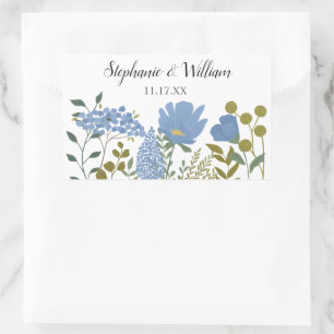 Periwinkle Blue Spring Floral Personalisiert Weddi Rechteckiger Aufkleber