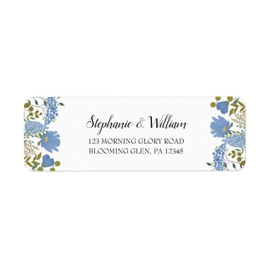 Periwinkle Blue Spring Floral Rücksendeadresse (Vorne)