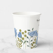 Periwinkle Blue Spring Floral Wedding Personalisie Pappbecher (Rechts)