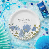 Periwinkle Blue Spring Floral Wedding Personalisie Pappteller (Party)