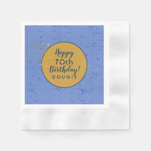 Periwinkle Blue Starmap Birthday Serviette (Vorderseite)