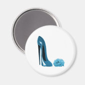 Periwinkle Blue Stiletto Shoe und Rose Magnet (Vorderseite/Rückseite)