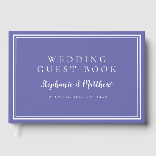 Periwinkle Blue Trendy Simple Minimalistisch Weddi Gästebuch (Vorderseite)