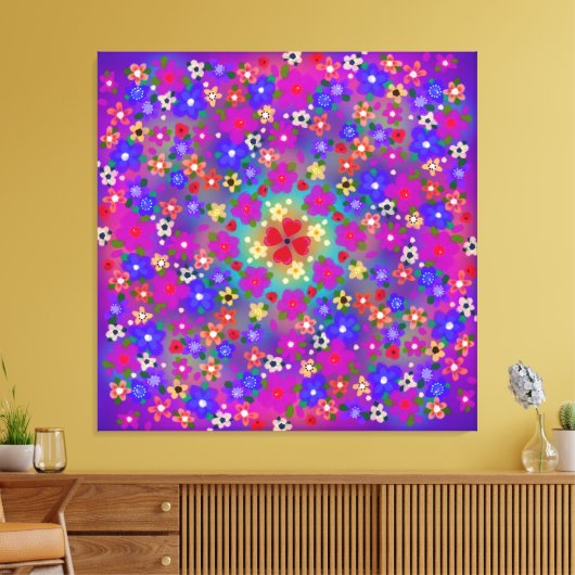 Periwinkle Blue und Violet Blume Boho Style Leinwanddruck (Insitu (Wohnzimmer))