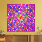 Periwinkle Blue und Violet Blume und Hearts Boho Leinwanddruck (Insitu (Wohnzimmer))